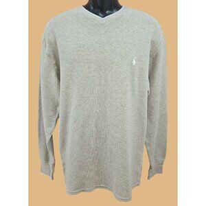Polo Ralph Lauren Mens Beige Cotton V-Neck Sweater XL